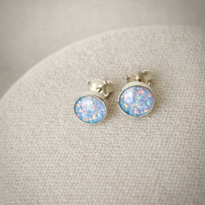 Sterling Silver Round Stud Memorial Earrings