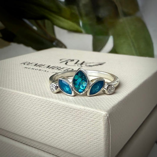 Sterling Silver Trilogy Marquise Memorial Ring