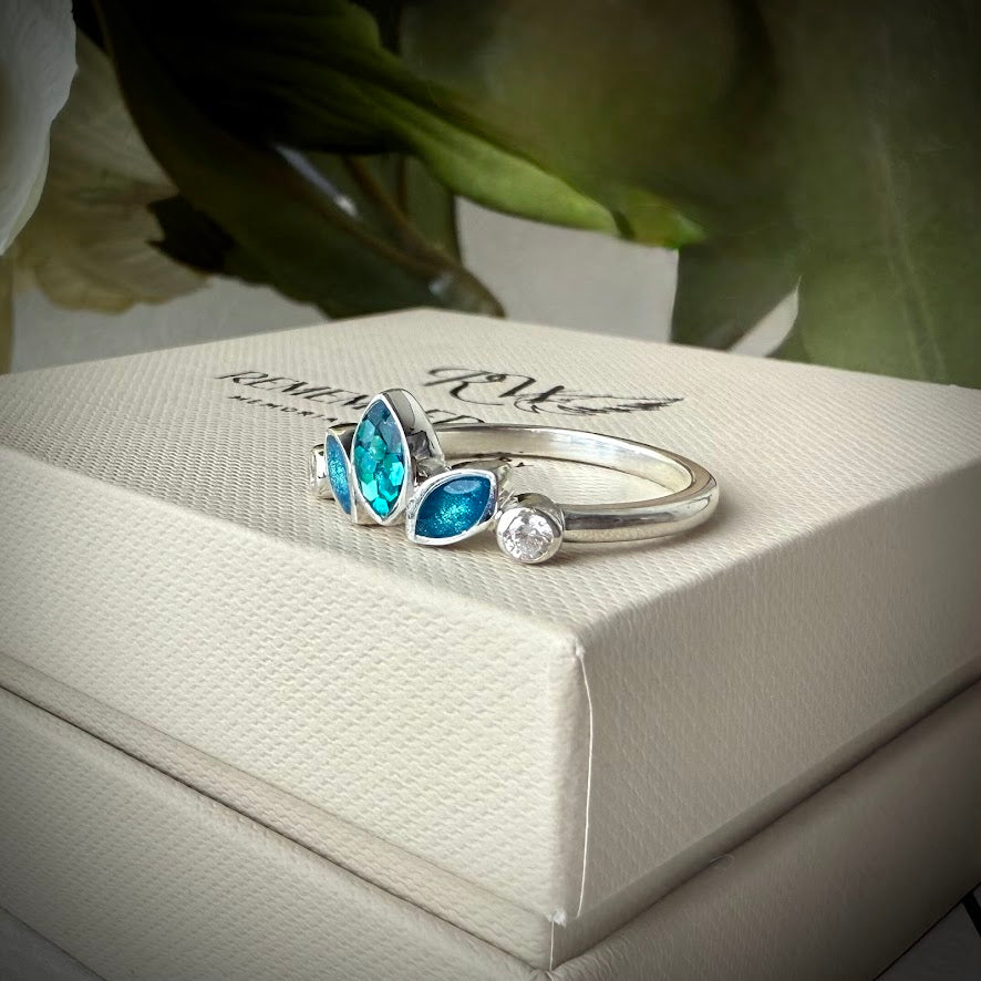 Sterling Silver Trilogy Marquise Memorial Ring