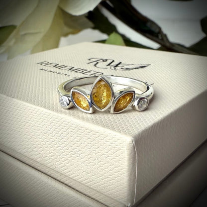Sterling Silver Trilogy Marquise Memorial Ring