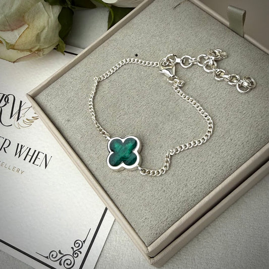 Sterling Silver classic Clover Adjustable Memorial Bracelet