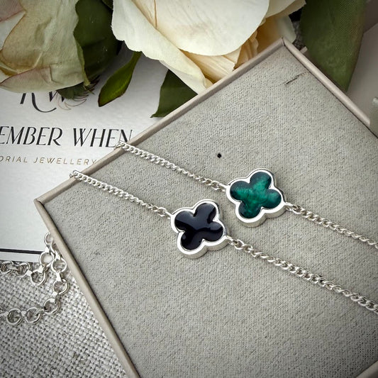 Sterling Silver classic Clover Adjustable Memorial Bracelet