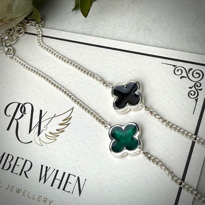 Sterling Silver classic Clover Adjustable Memorial Bracelet