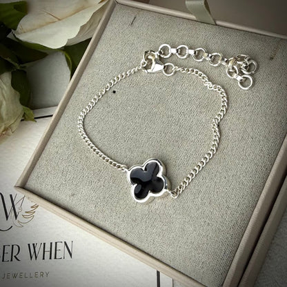 Sterling Silver classic Clover Adjustable Memorial Bracelet